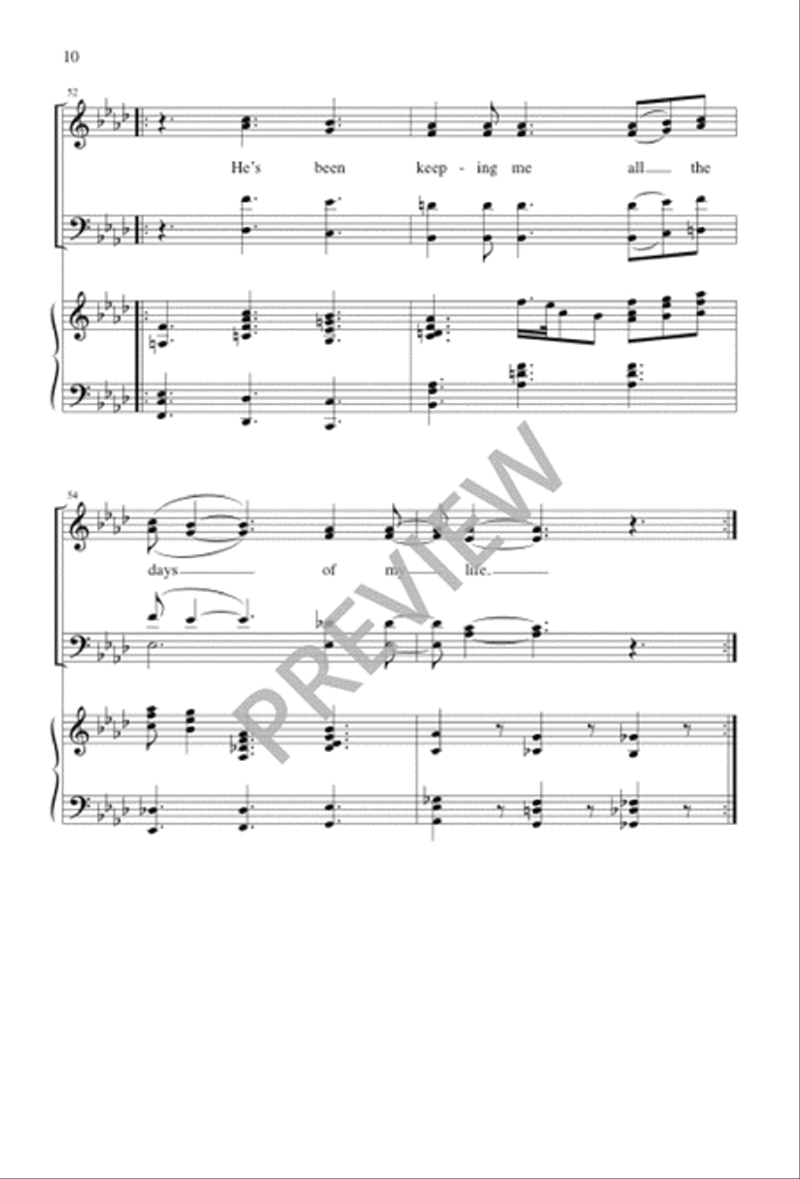 He's Been Keeping Me 4-Part scores gallery preview page 10