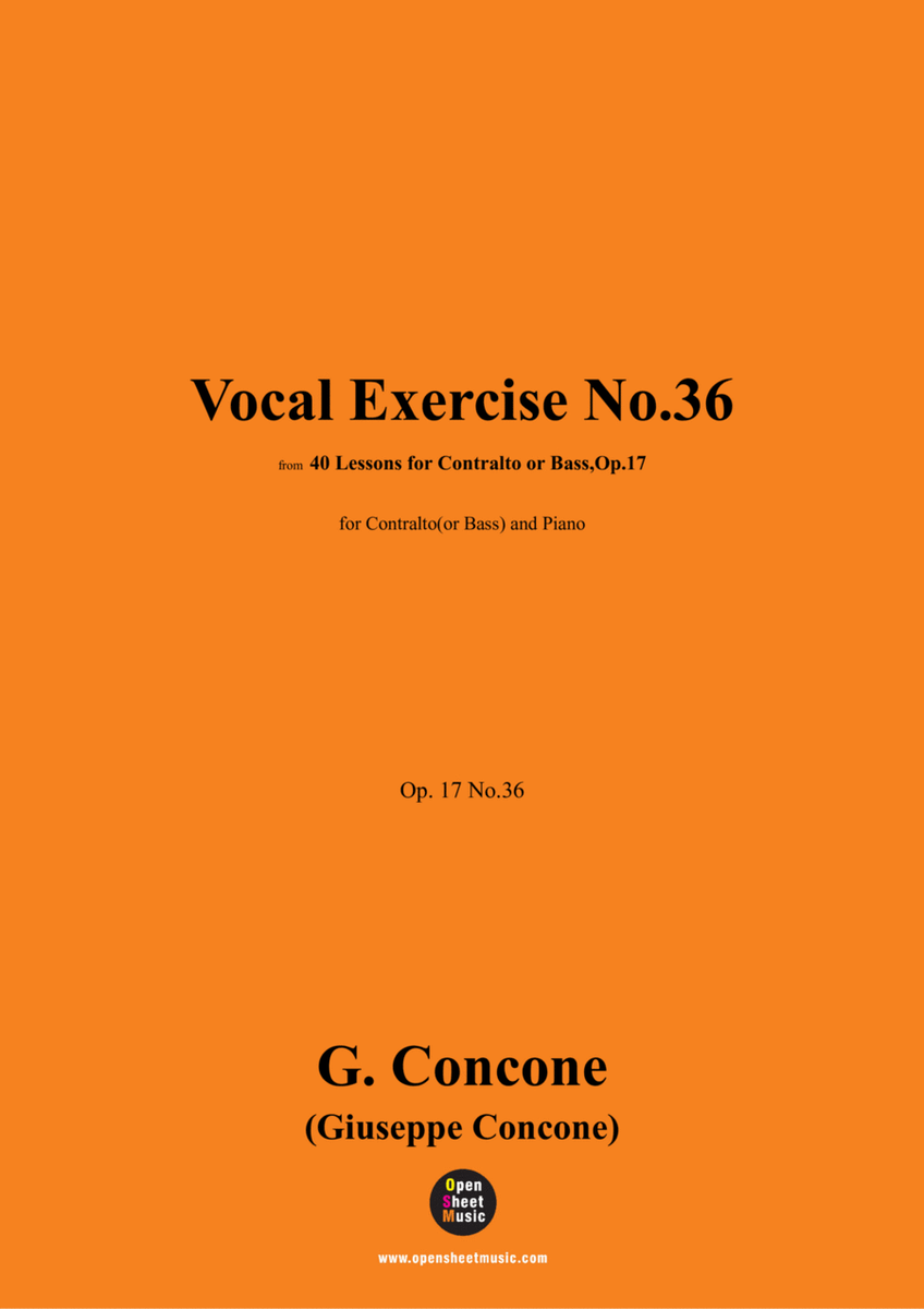 G. Concone-Vocal Exercise No.36,for Contralto(or Bass) and Piano image number null