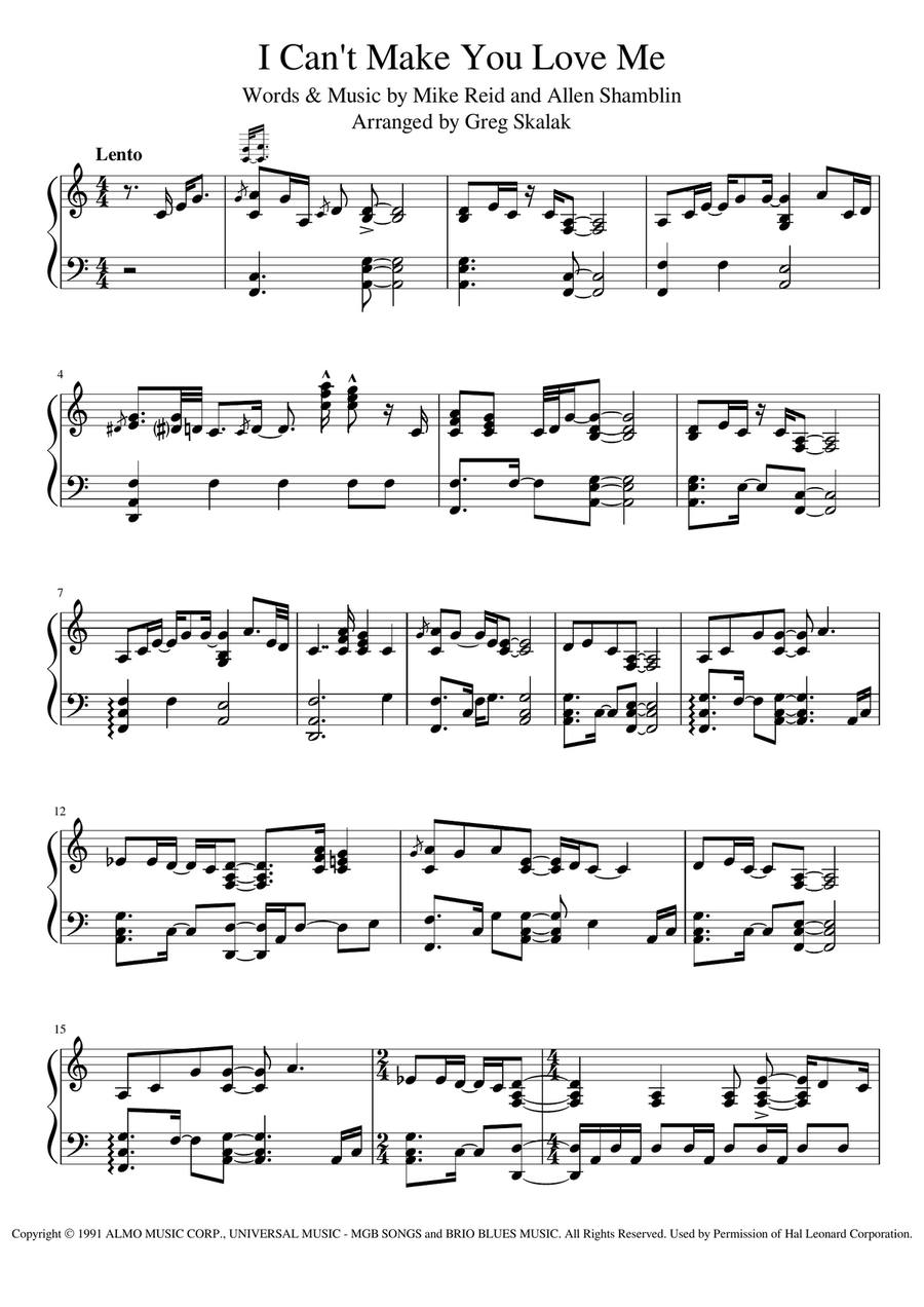 I Can't Make You Love Me Piano Solo scores gallery preview page 1