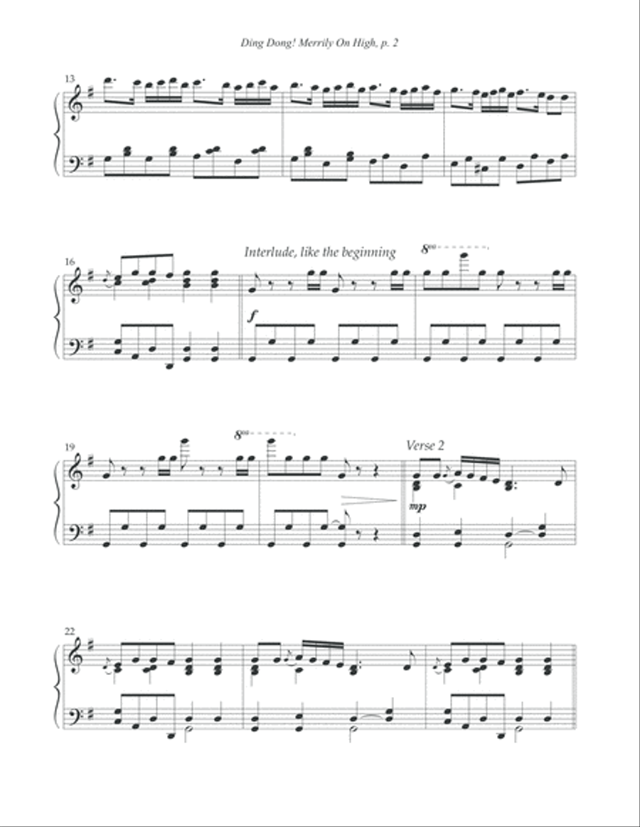 Ding Dong! Merrily On High Piano Solo scores gallery preview page 3
