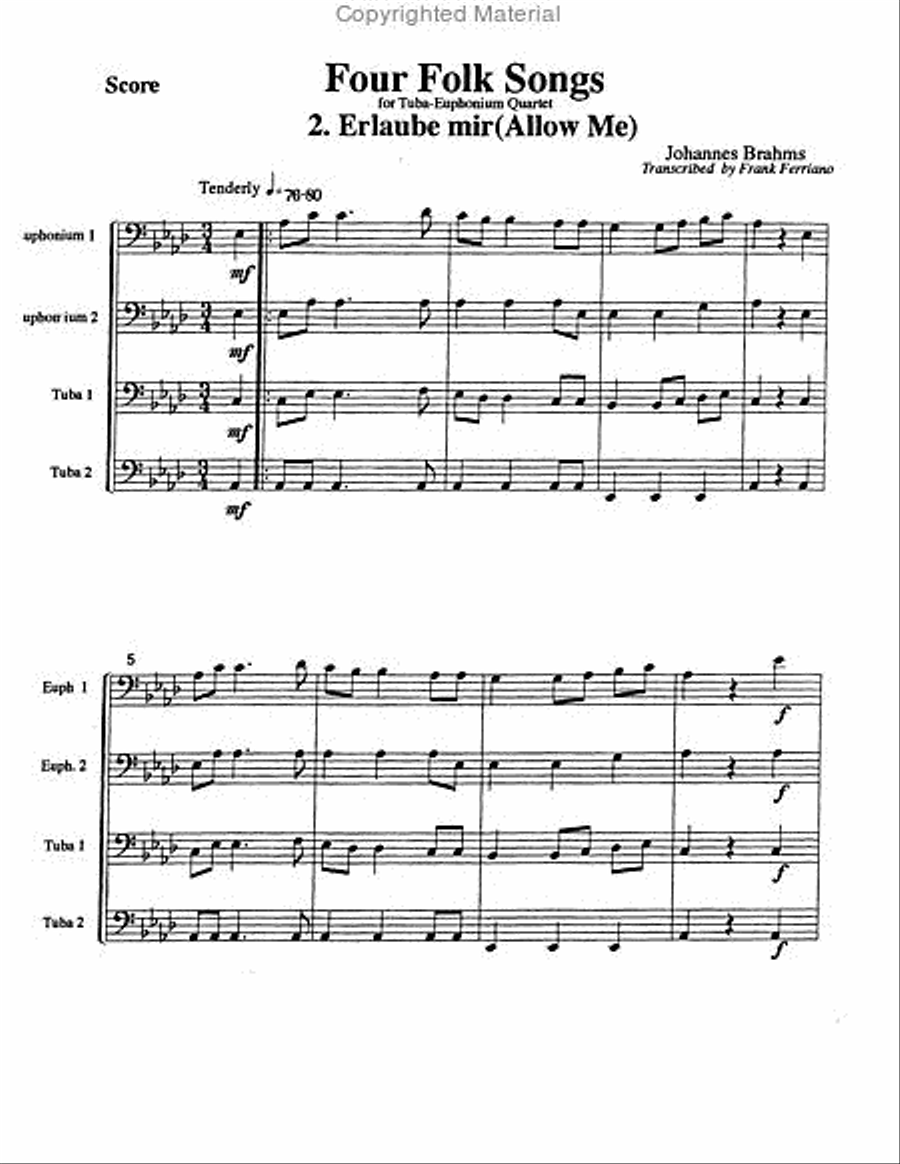 Four Brahms Folk Songs EETT scores gallery preview page 3