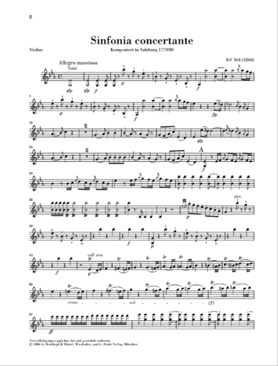 Sinfonia Concertante Eb Major K.364 Violin scores gallery preview page 4