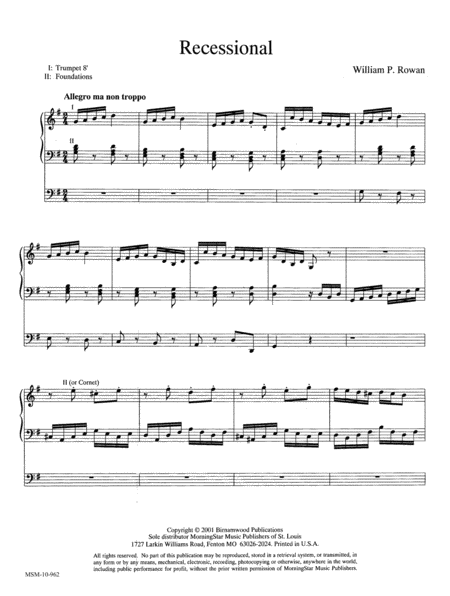Ferland's March and Recessional by William P. Rowan Organ - Sheet Music