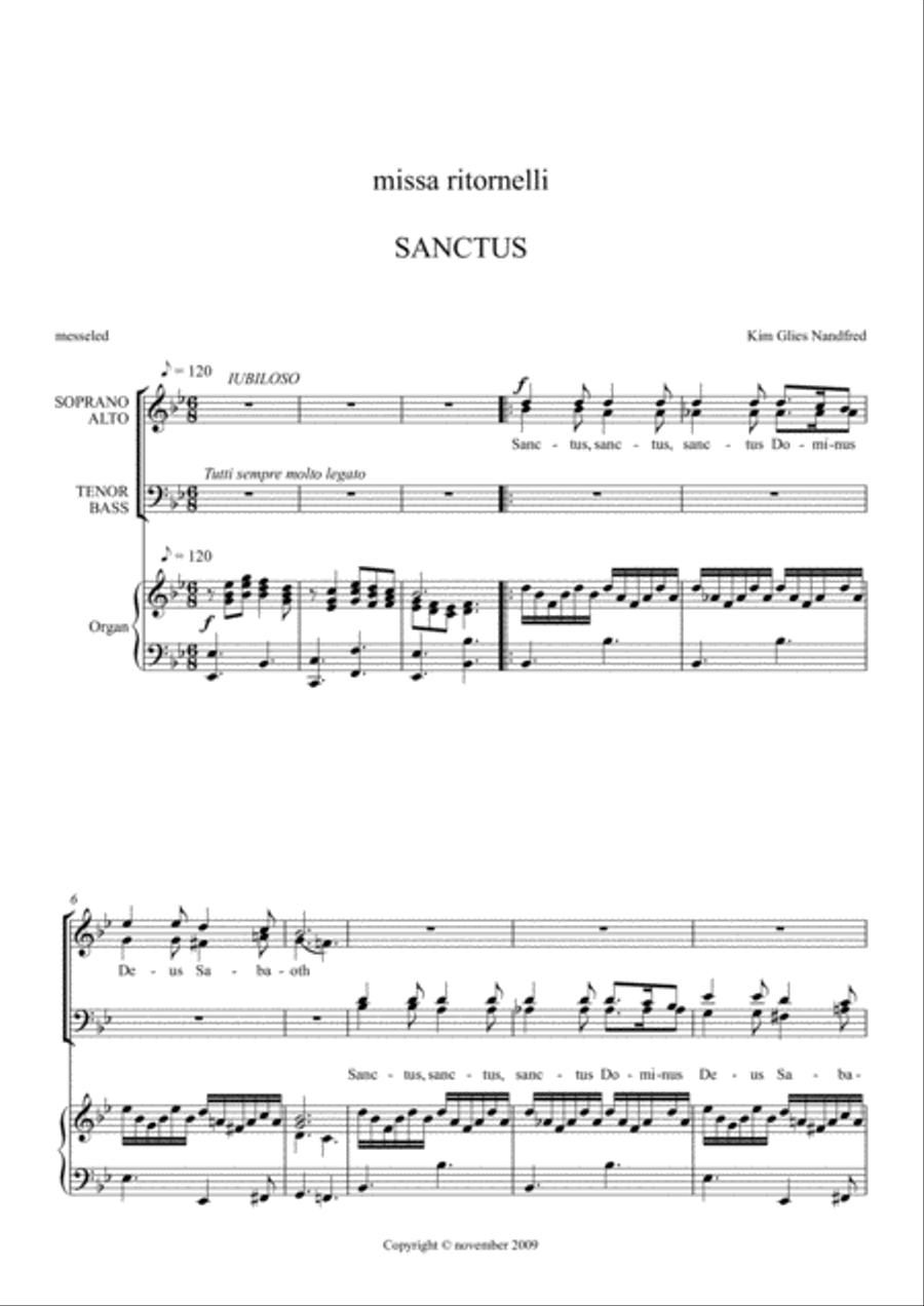 "4.Sanctus" from Missa Ritornelli for solo-soprano, mixed choir & organ