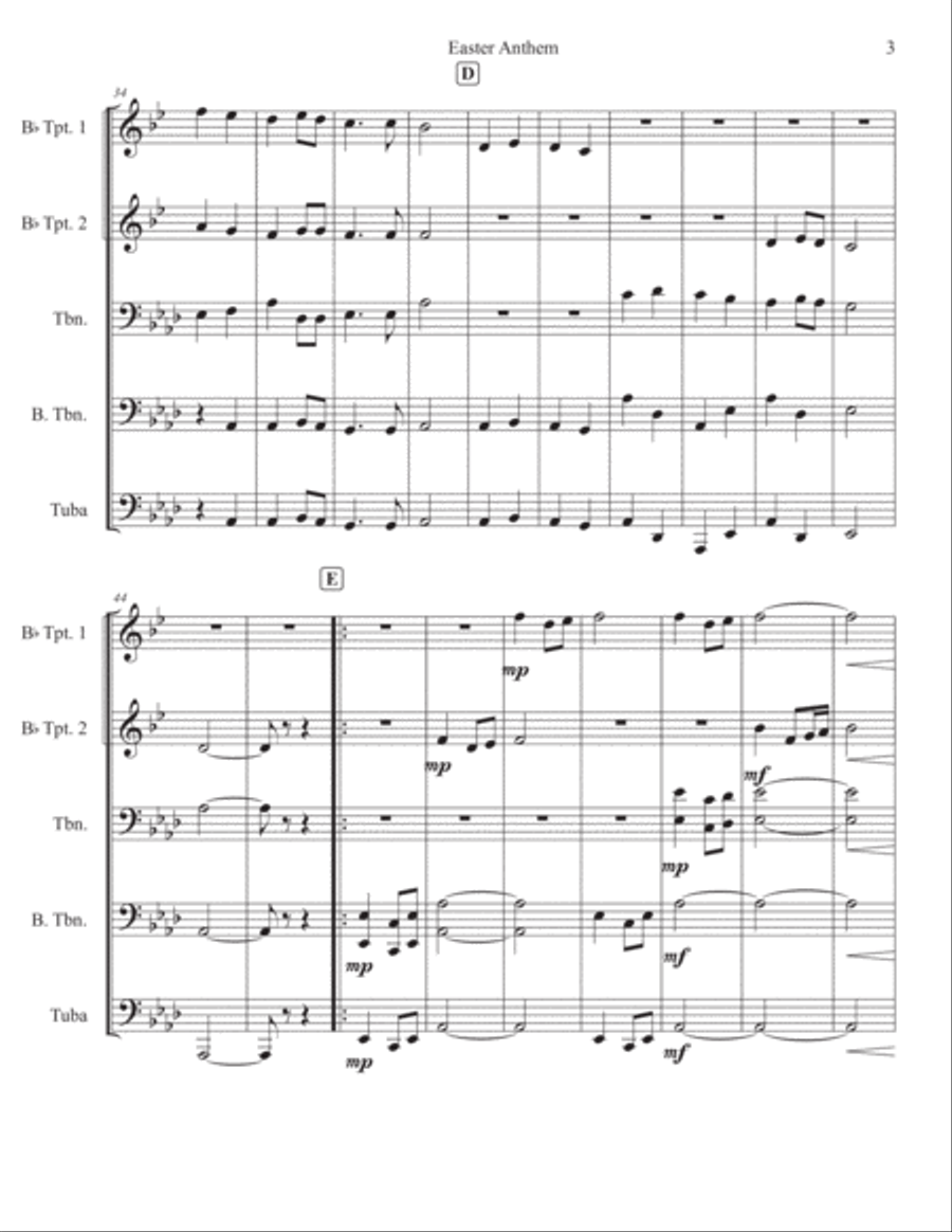 Easter Anthem (for Brass Quartet) Brass Quartet scores gallery preview page 3