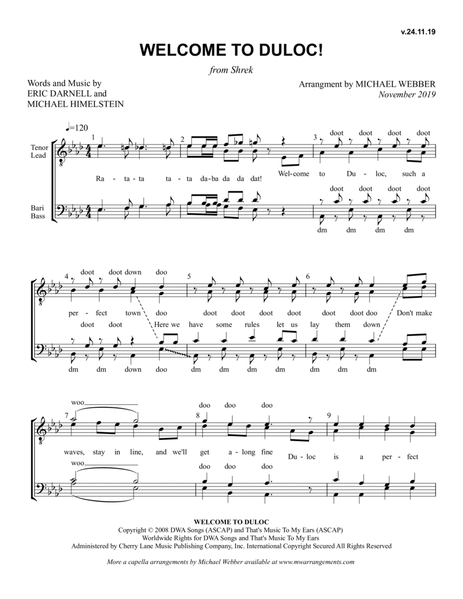 Welcome To Duloc Welcome To Duloc TTBB scores gallery preview page 1
