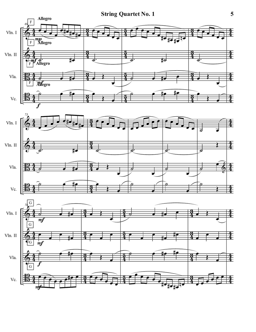 String Quartet No. 1 -- Score plus Parts String Quartet scores gallery preview page 6