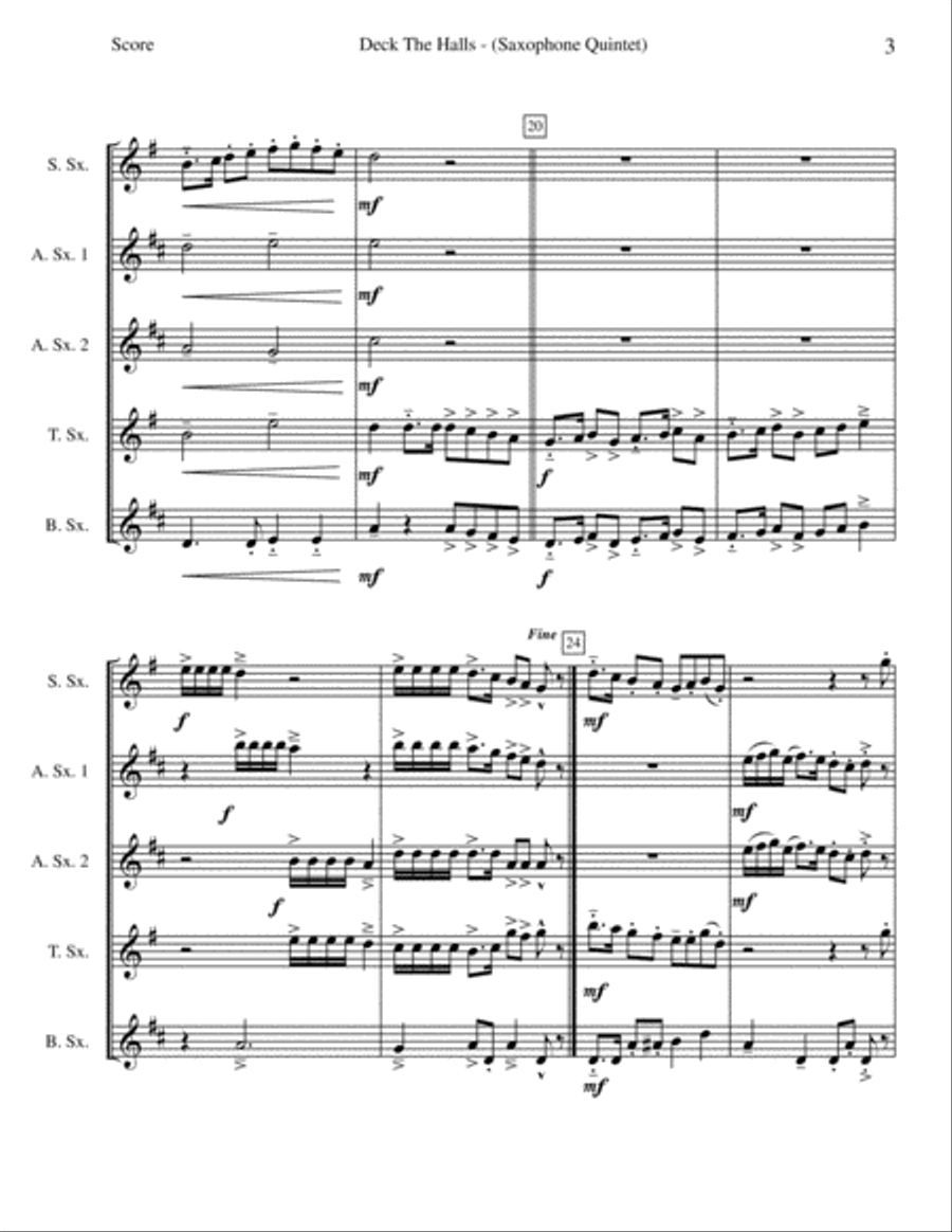 Deck The Halls Deck The Halls Woodwind Quintet scores gallery preview page 4
