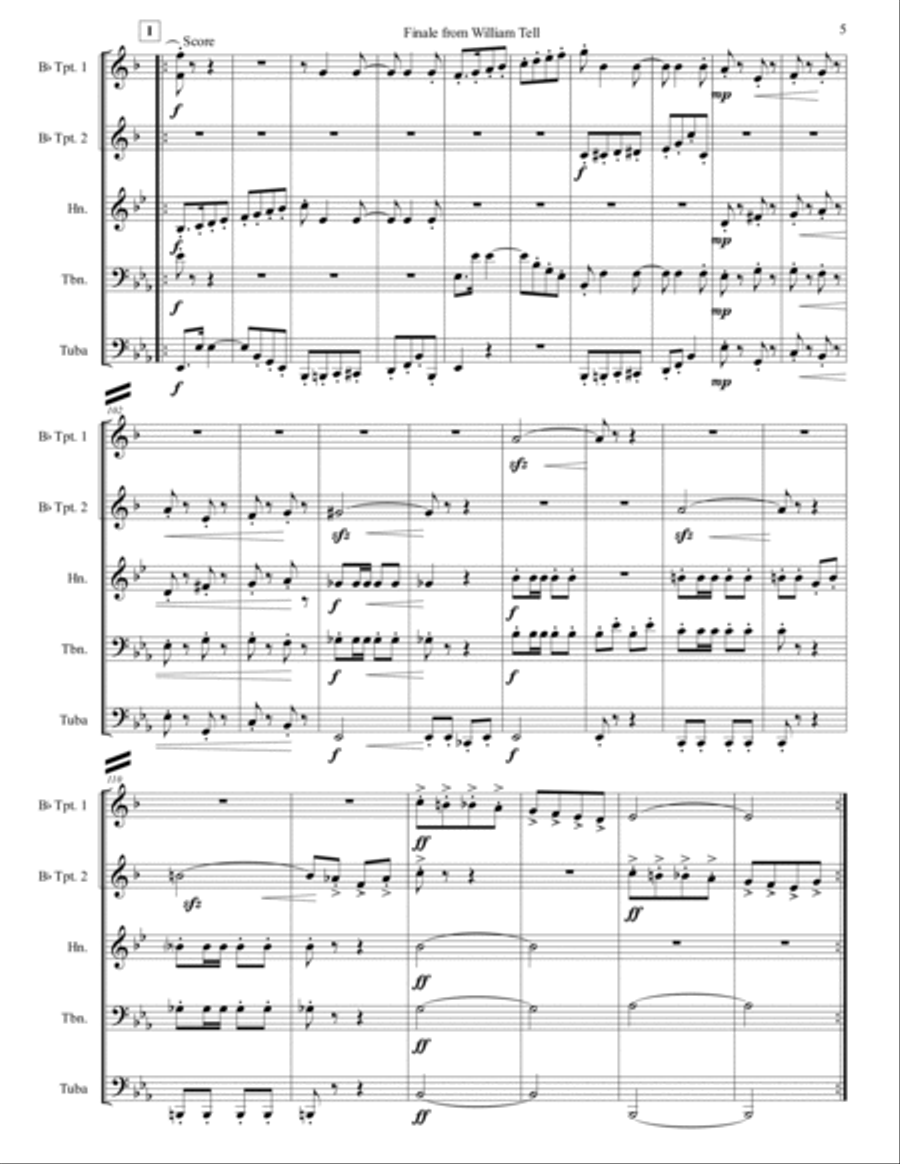 Overture from William Tell-the Gallop- for Brass Quintet Brass Quintet scores gallery preview page 6