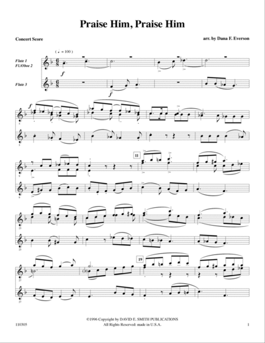 Praise Him, Praise Him (unacc) Flute Trio scores gallery preview page 2