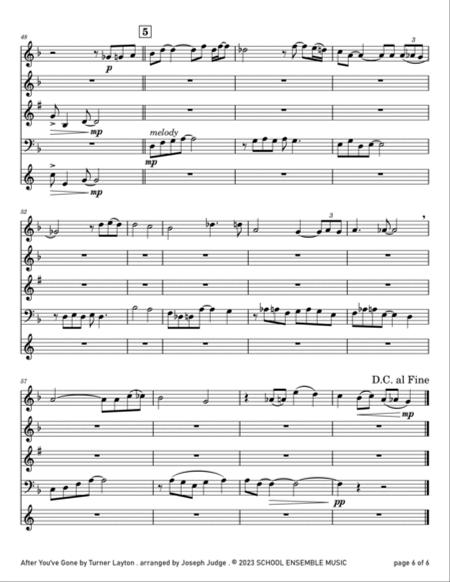 After You've Gone by Layton for Woodwind Quartet in Schools Woodwind Quartet scores gallery preview page 6