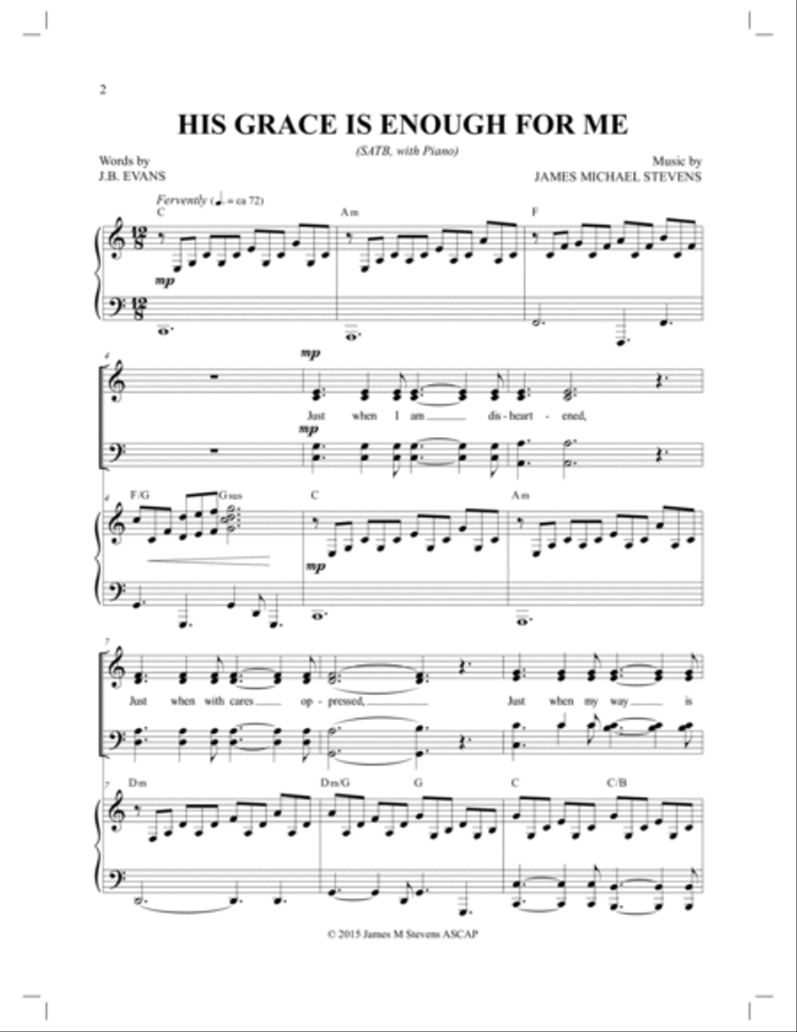 His Grace Is Enough For Me 4-Part scores gallery preview page 2