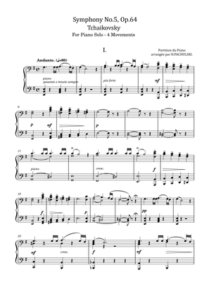 Tchaikovsky - Symphony No.5, Op.64 - For Piano Solo - H.PACHULSKI - Original Complete