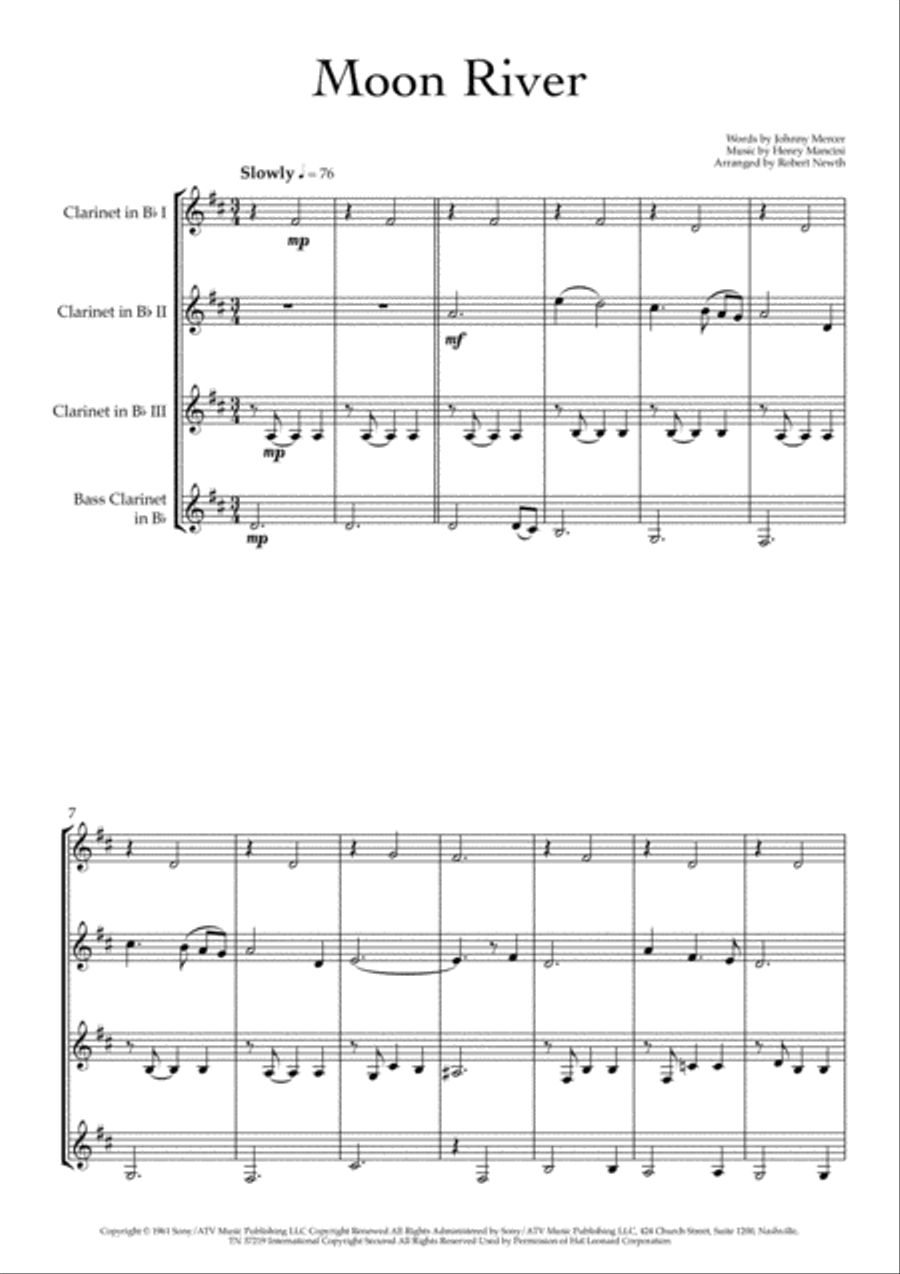Moon River Woodwind Ensemble scores gallery preview page 1