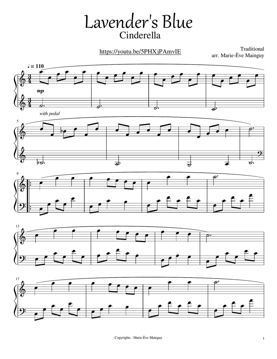 Lavender's Blue Piano Solo scores gallery preview page 1