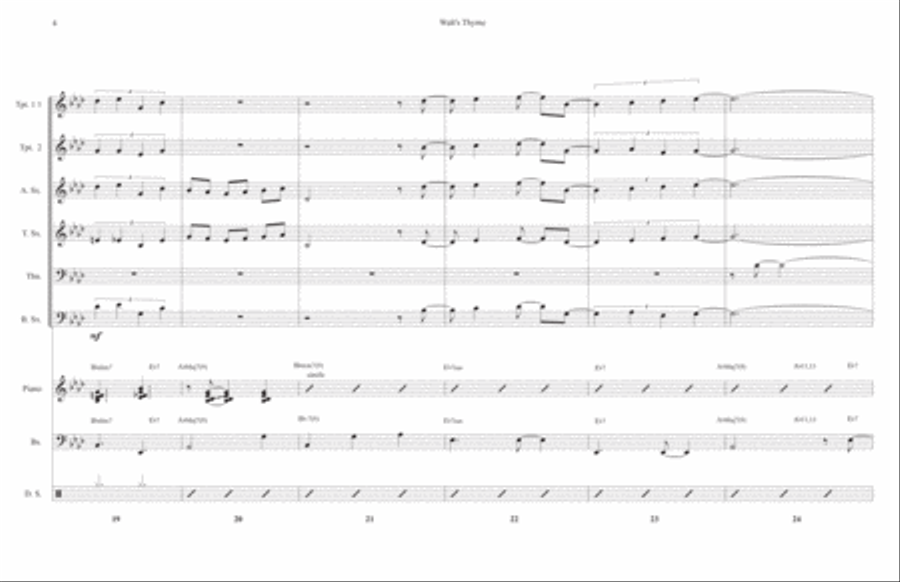Walt's Thyme~ A Waltz for Jazz Ensemble and Horns Jazz Ensemble scores gallery preview page 6