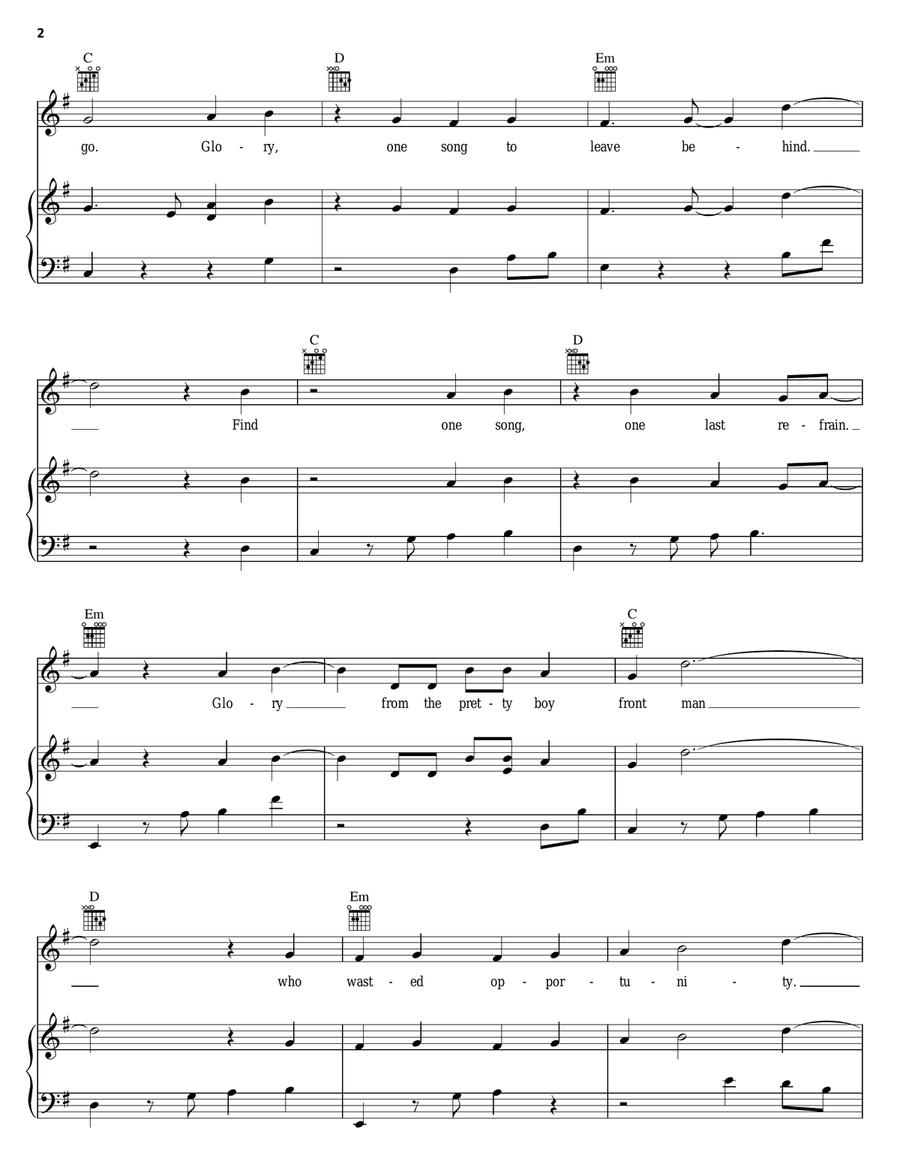 One Song Glory Acoustic Guitar scores gallery preview page 2