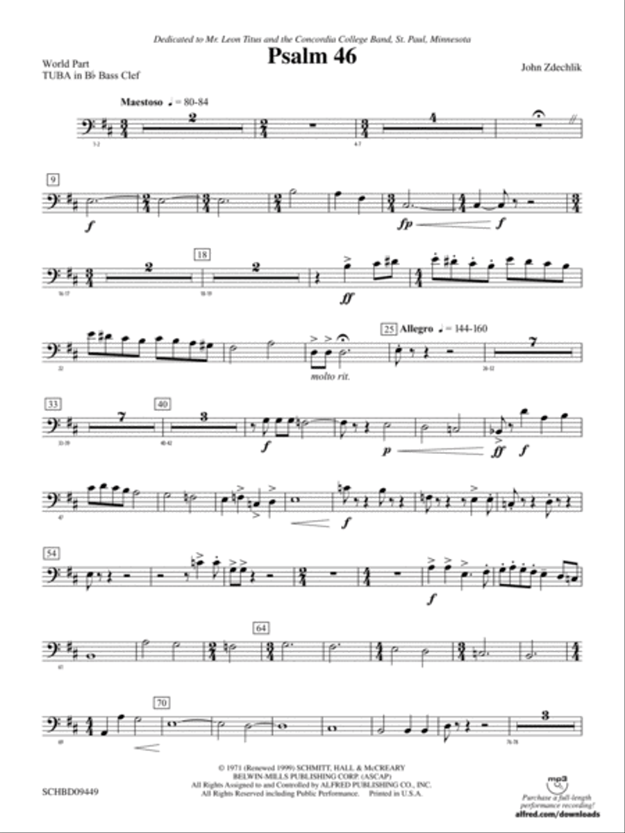 Psalm 46: (World Part) B-flat Tuba B.C. Concert Band scores gallery preview page 1