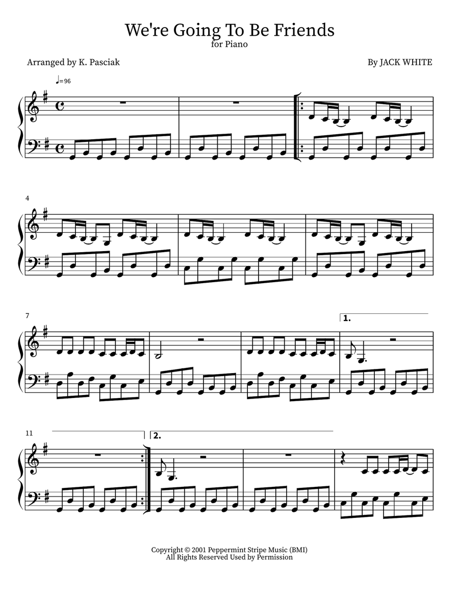 We're Going To Be Friends Easy Piano scores gallery preview page 1