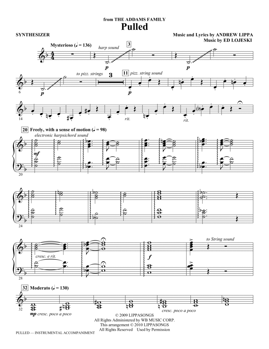 Pulled (from The Addams Family) - Synthesizer Choir scores gallery preview page 1