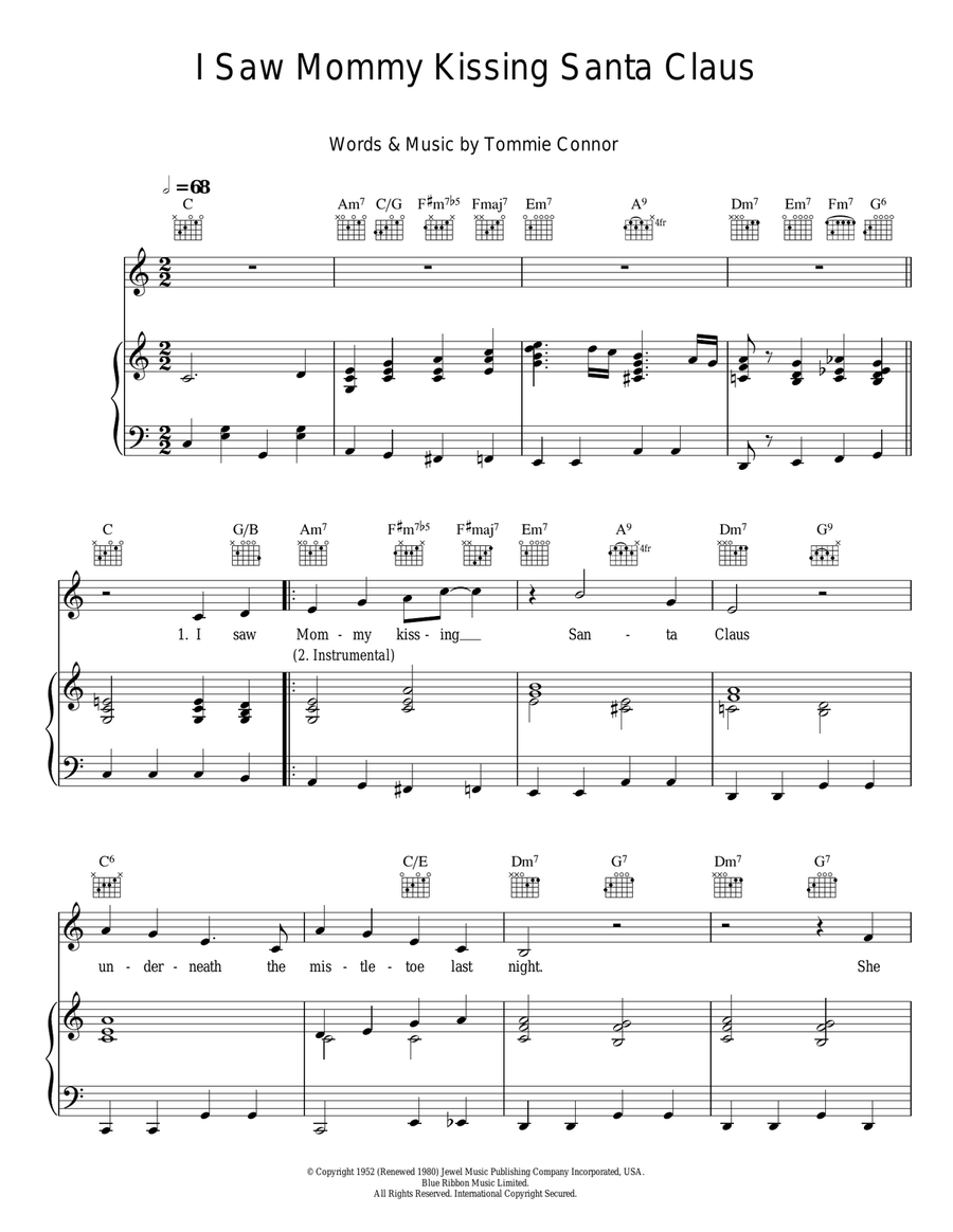 I Saw Mommy Kissing Santa Claus Voice scores gallery preview page 1