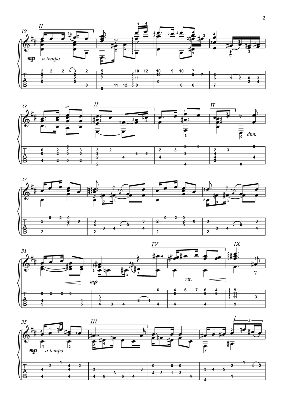 Tango by Albeniz guitar solo Acoustic Guitar scores gallery preview page 2