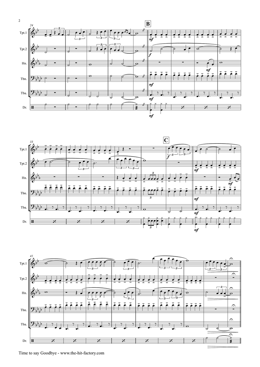 Time To Say Goodbye Brass Ensemble scores gallery preview page 2
