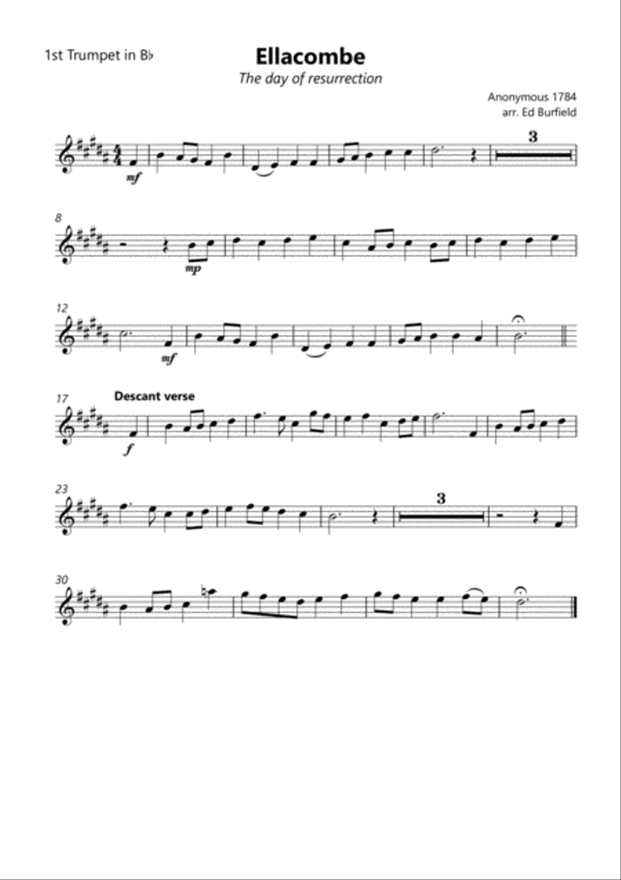 Ellacombe (The day of resurrection) - Hymn Tune for Brass Quintet (with original descant) Brass Quintet scores gallery preview page 5