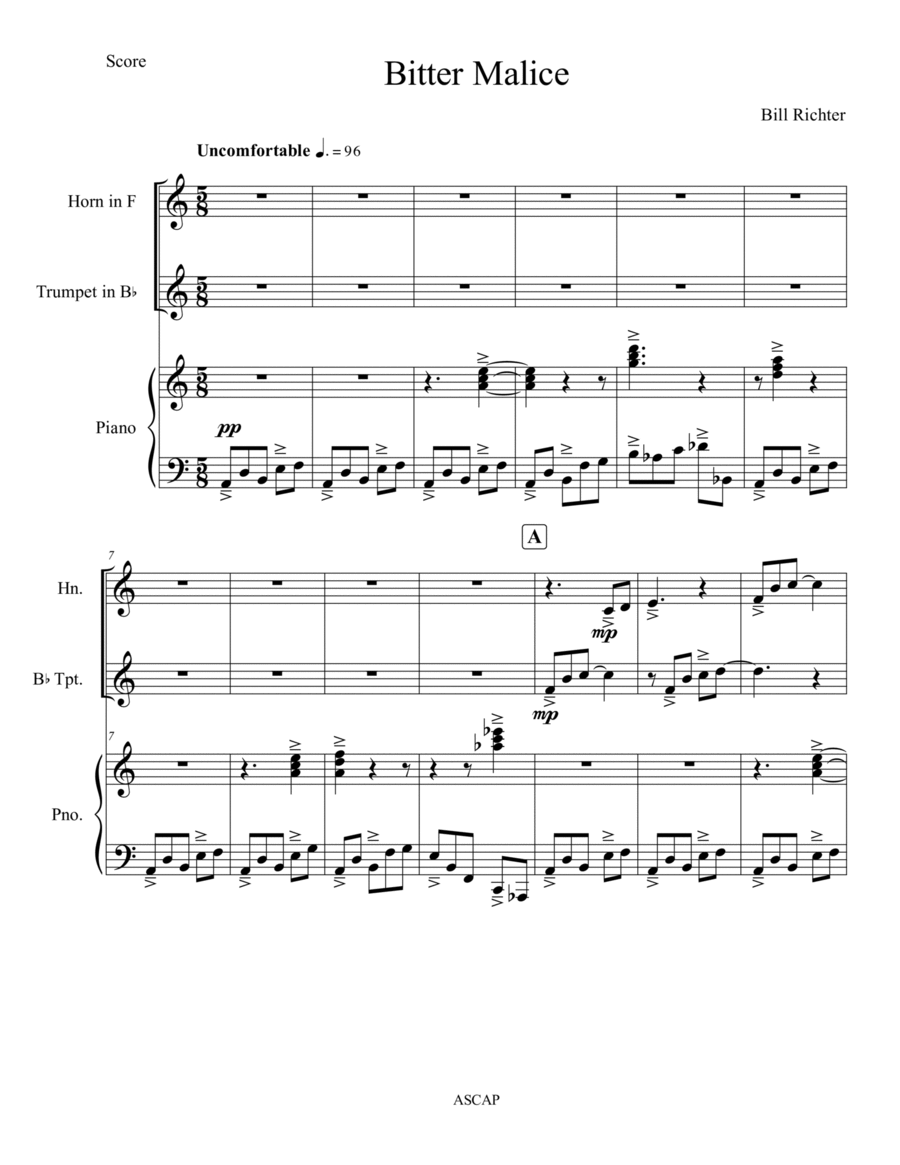 Bitter Malice Brass Duet scores gallery preview page 1