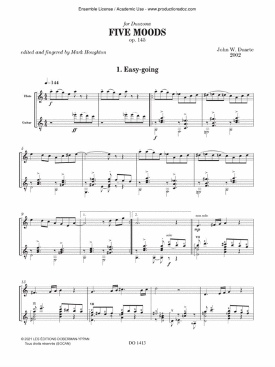 Five Moods, Op. 145 Flute scores gallery preview page 3