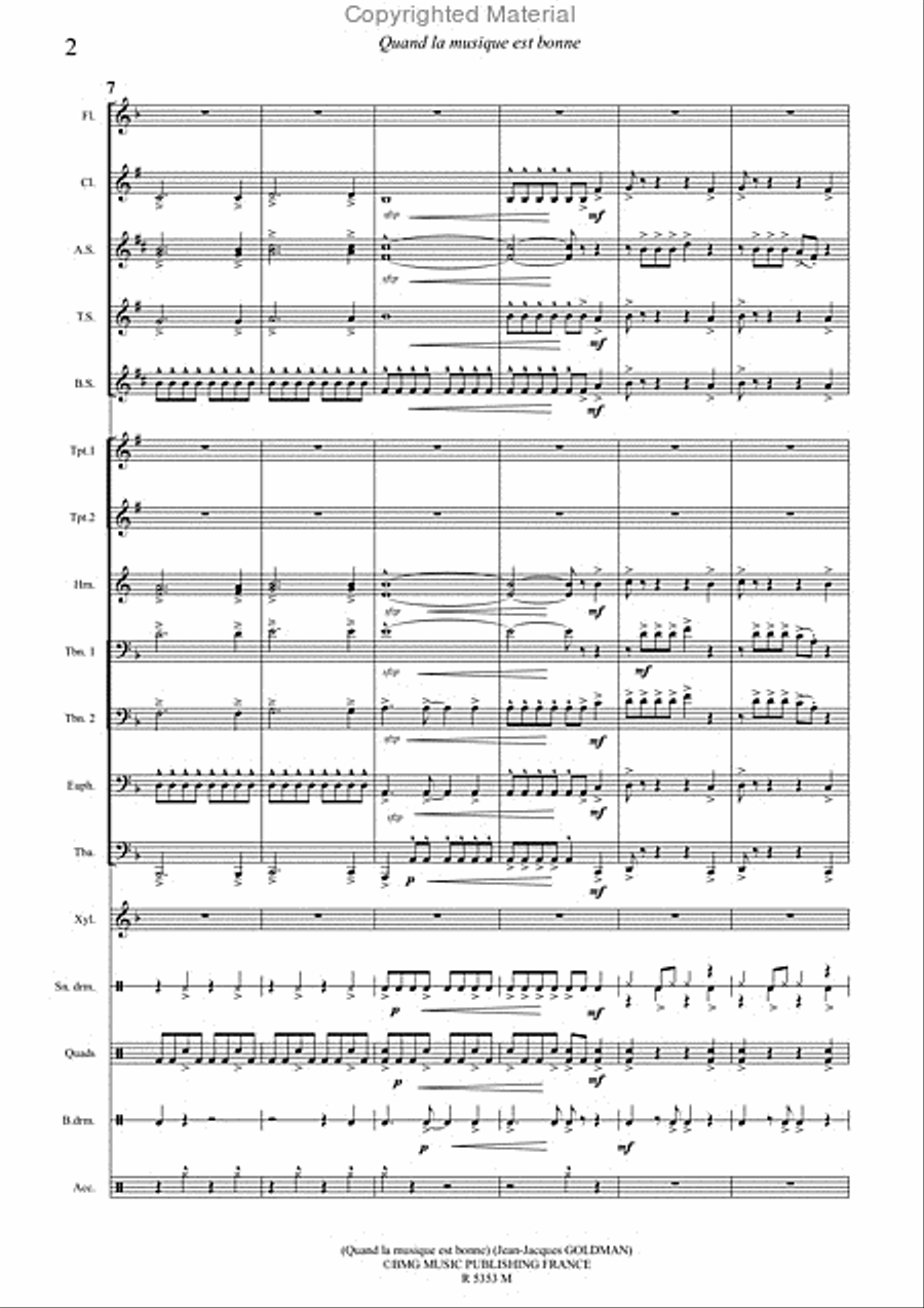 Quand la Musique Est Bonne Concert Band scores gallery preview page 3