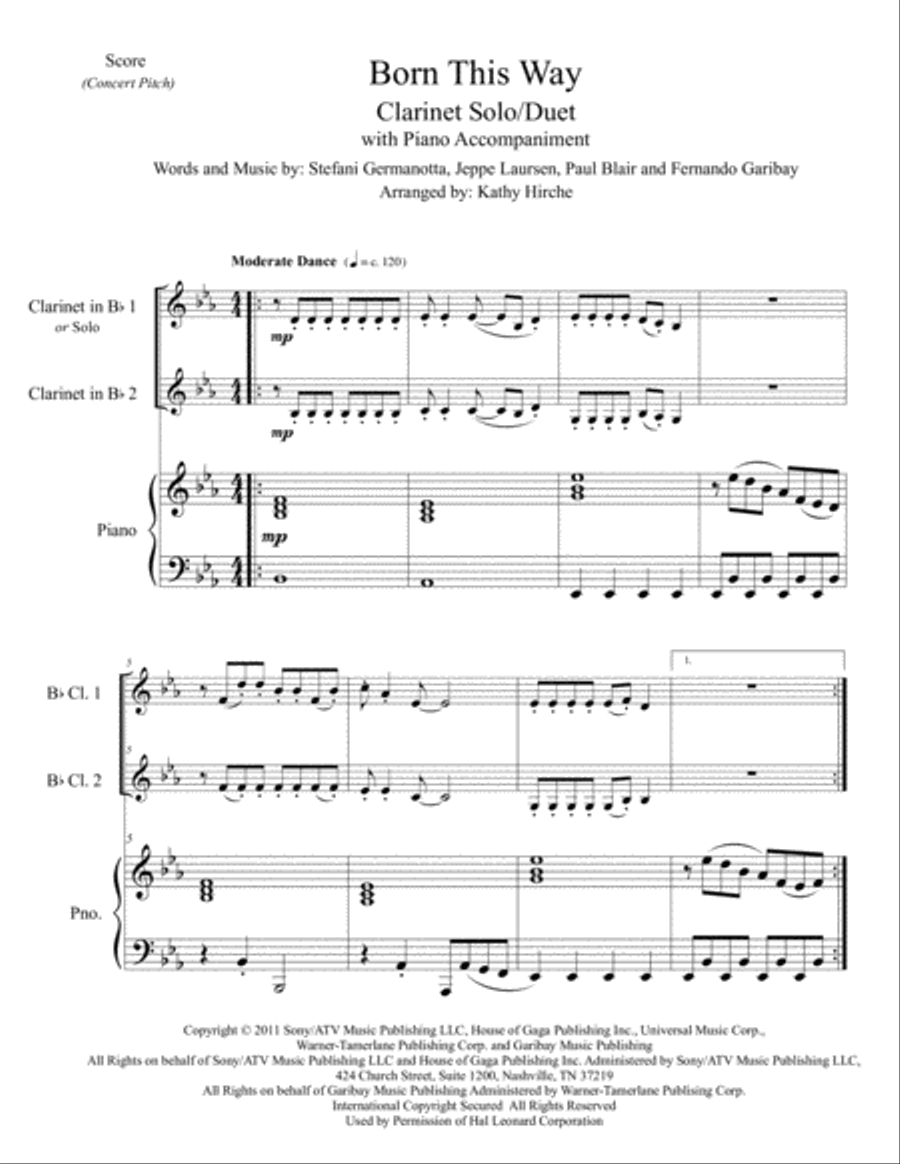Born This Way Woodwind Ensemble scores gallery preview page 2