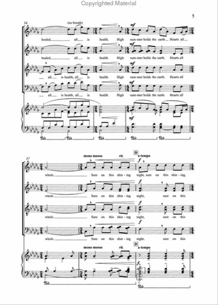 Sure On This Shining Night 4-Part scores gallery preview page 4