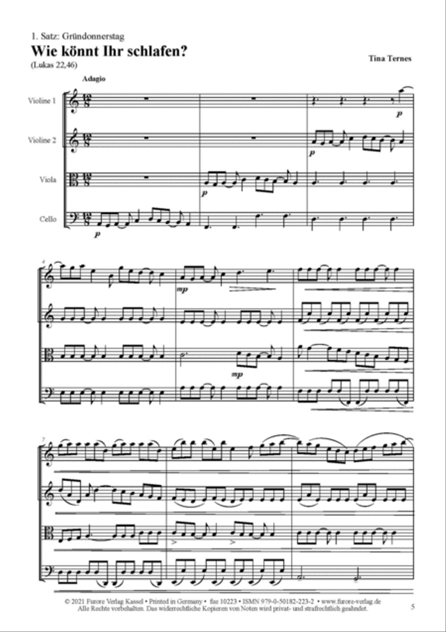 Also hat Gott die Welt geliebt String quartet in five movements for the five Easter Days String Quartet scores gallery preview page 2