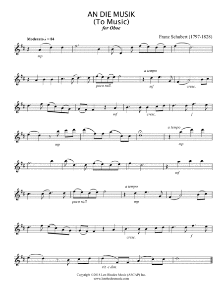 Franz Schubert - "An Die Musik" Oboe solo