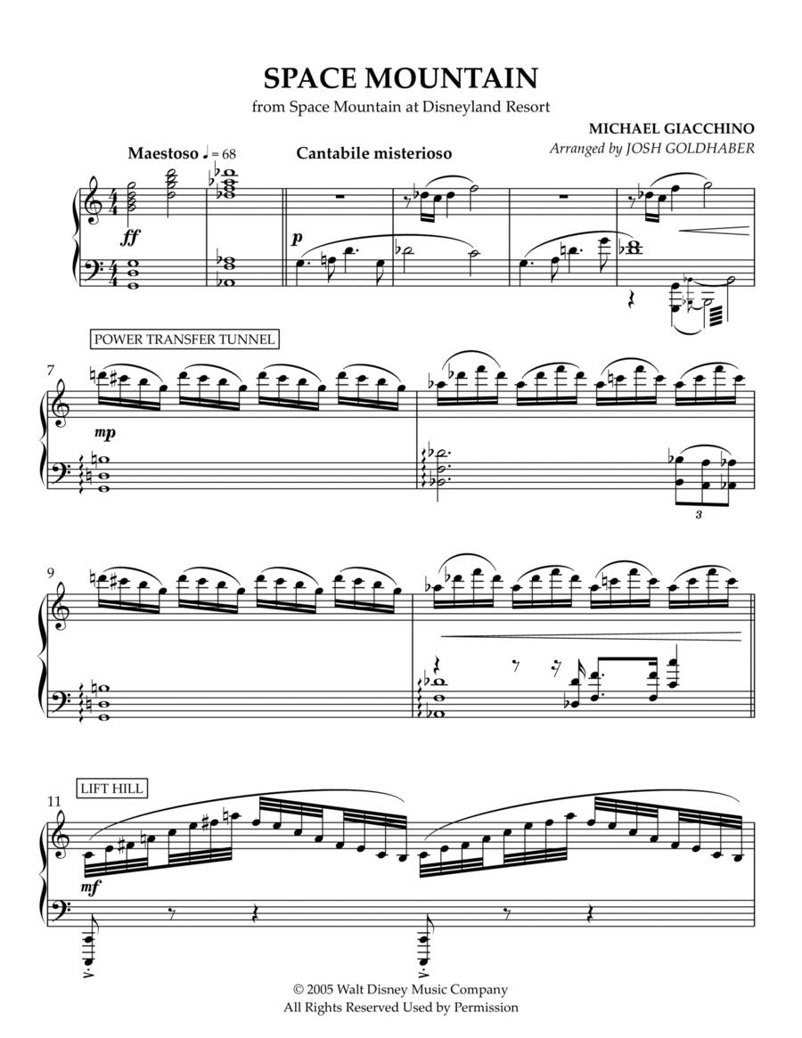 Space Mountain Score Piano Solo scores gallery preview page 1