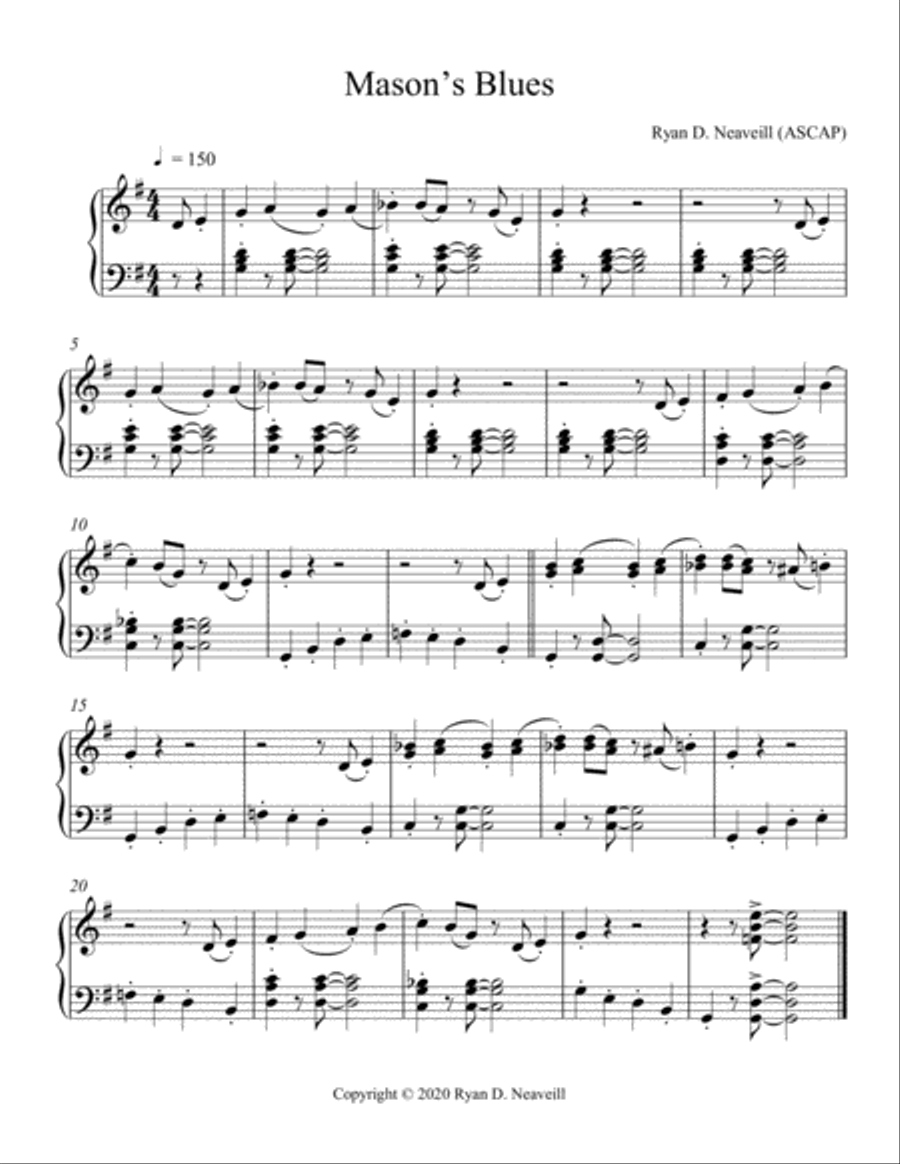 Mason’s Blues Piano Solo scores gallery preview page 1