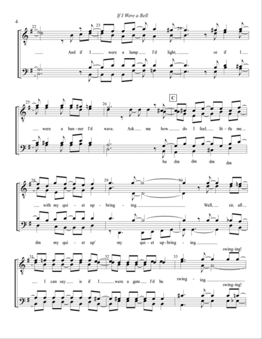 If I Were A Bell TTBB scores gallery preview page 4