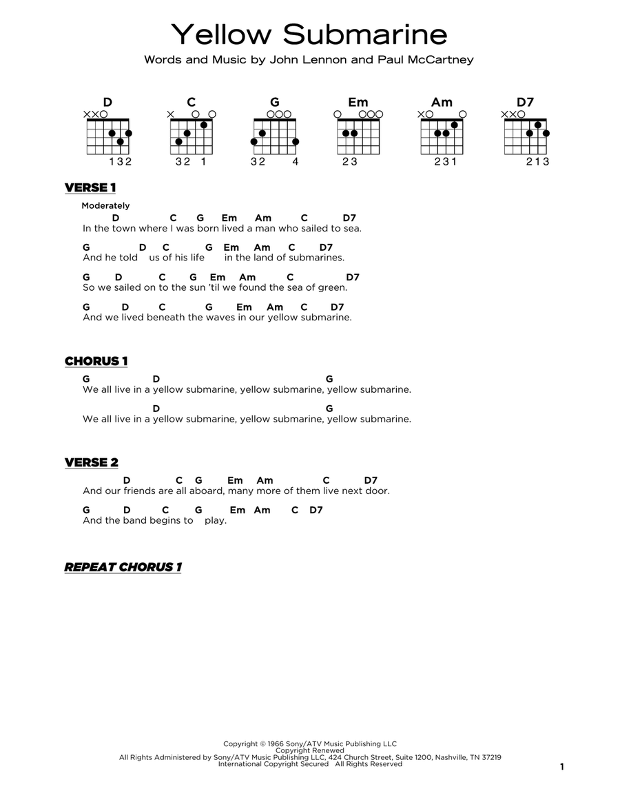 Yellow Submarine Yellow Submarine Acoustic Guitar scores gallery preview page 1