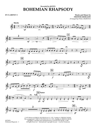Book cover for Bohemian Rhapsody (arr. Paul Murtha) - Bb Clarinet 2