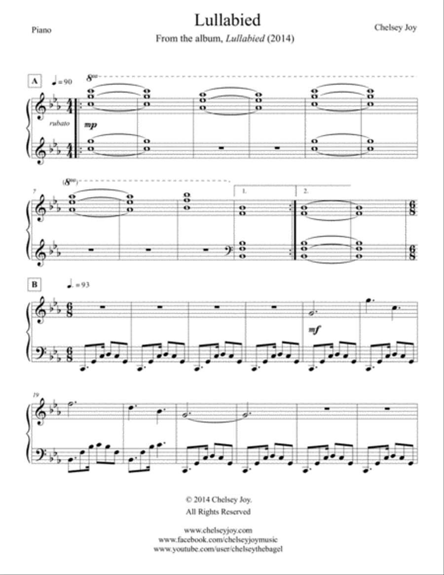 Lullabied Piano Solo scores gallery preview page 1