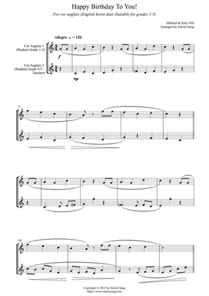 Happy Birthday To You! (for cor anglais (English horn) duet, suitable for grades 1-5)