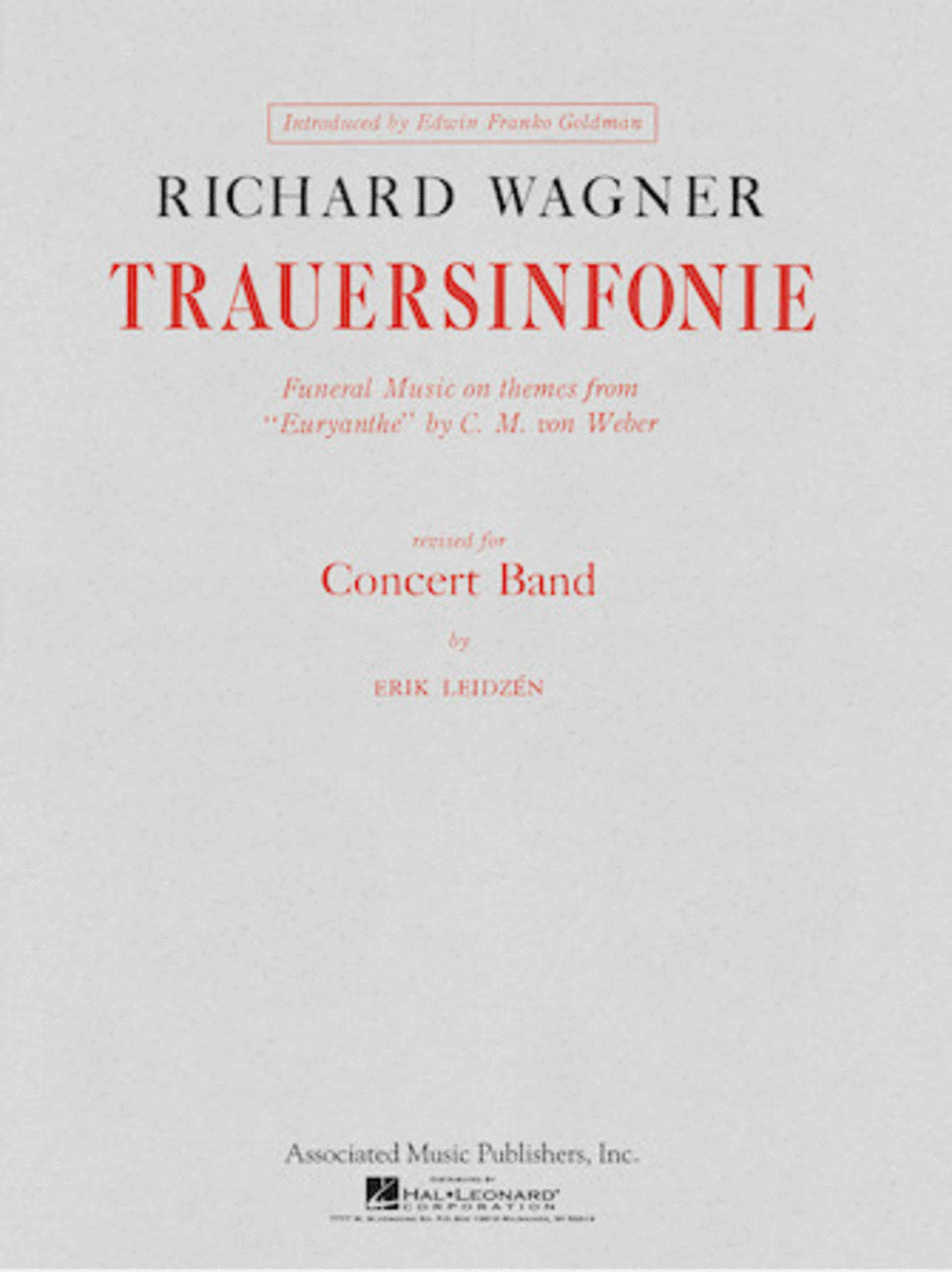 Trauersinfonie Band Score Funeral Music On Themes From Euryanthe