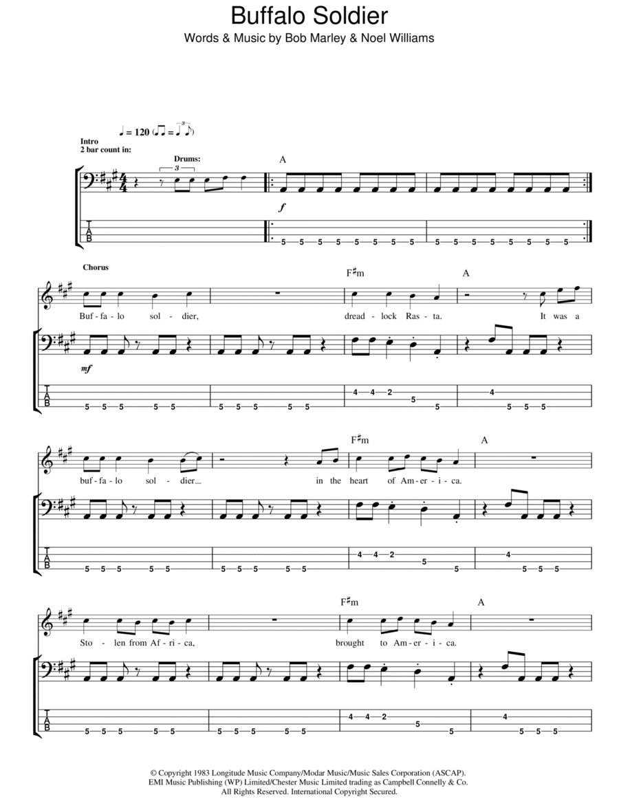 Buffalo Soldier Buffalo Soldier Guitar Tablature scores gallery preview page 1