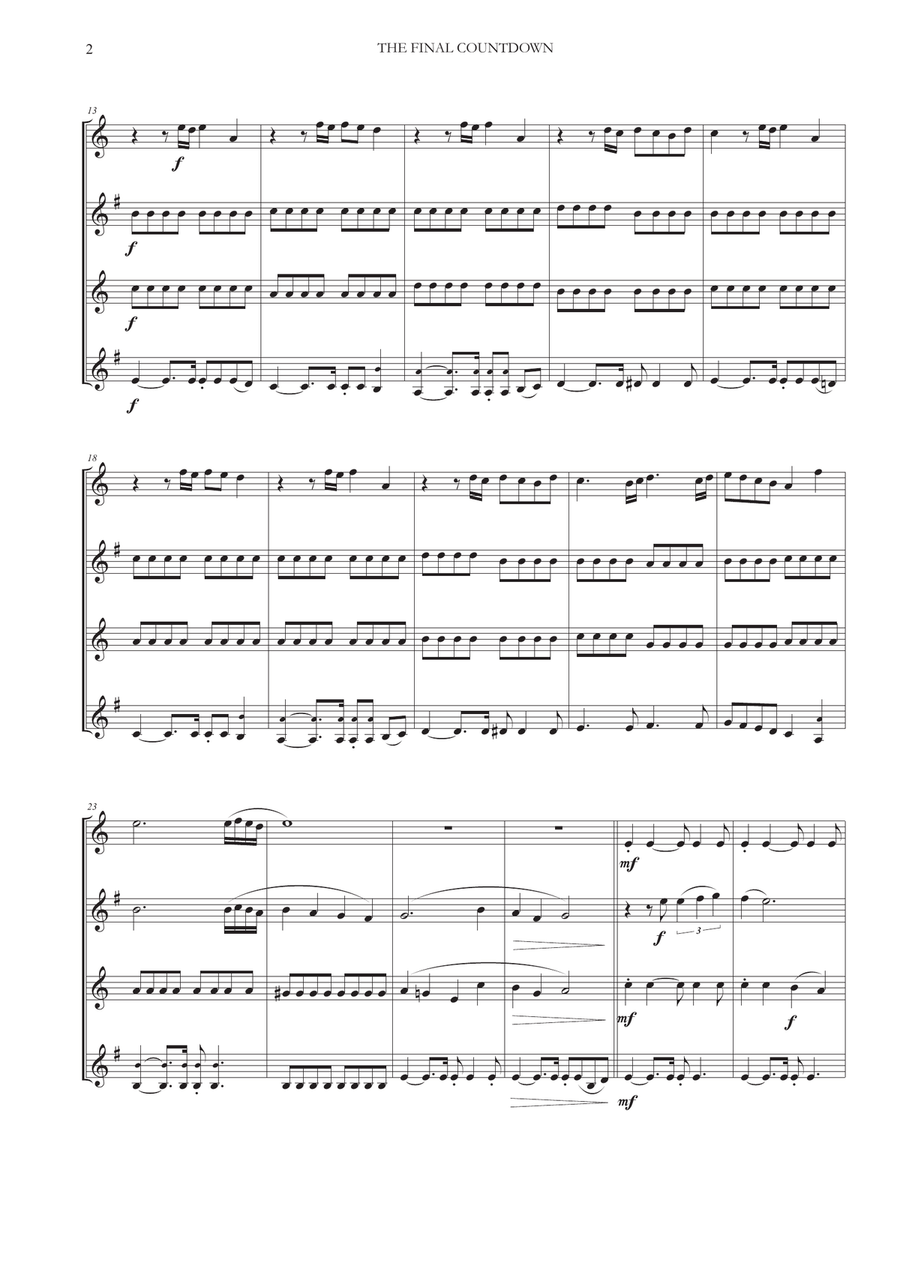 Final Countdown by Europe Woodwind Quartet - Digital Sheet Music page 4