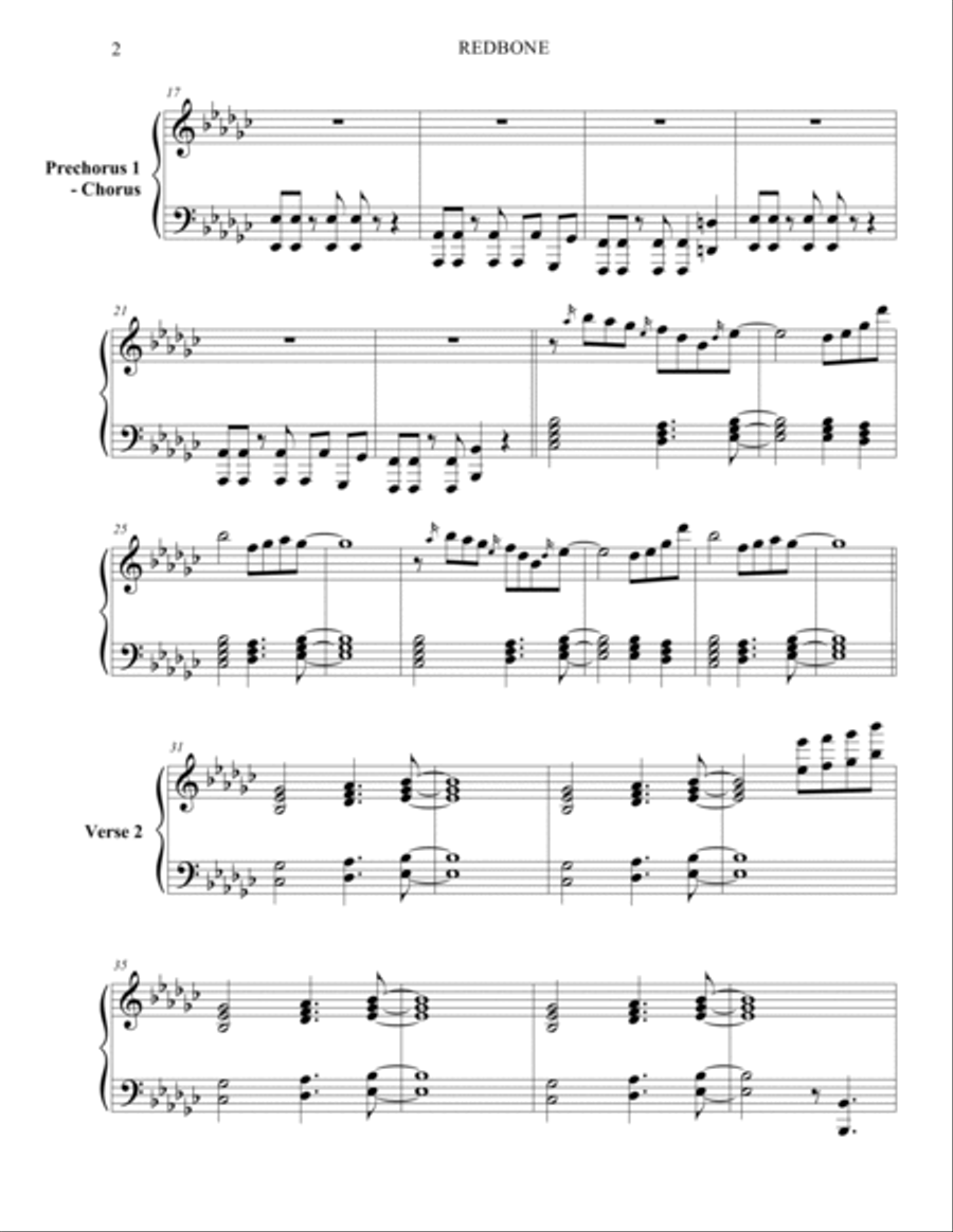 Redbone Piano Solo scores gallery preview page 2