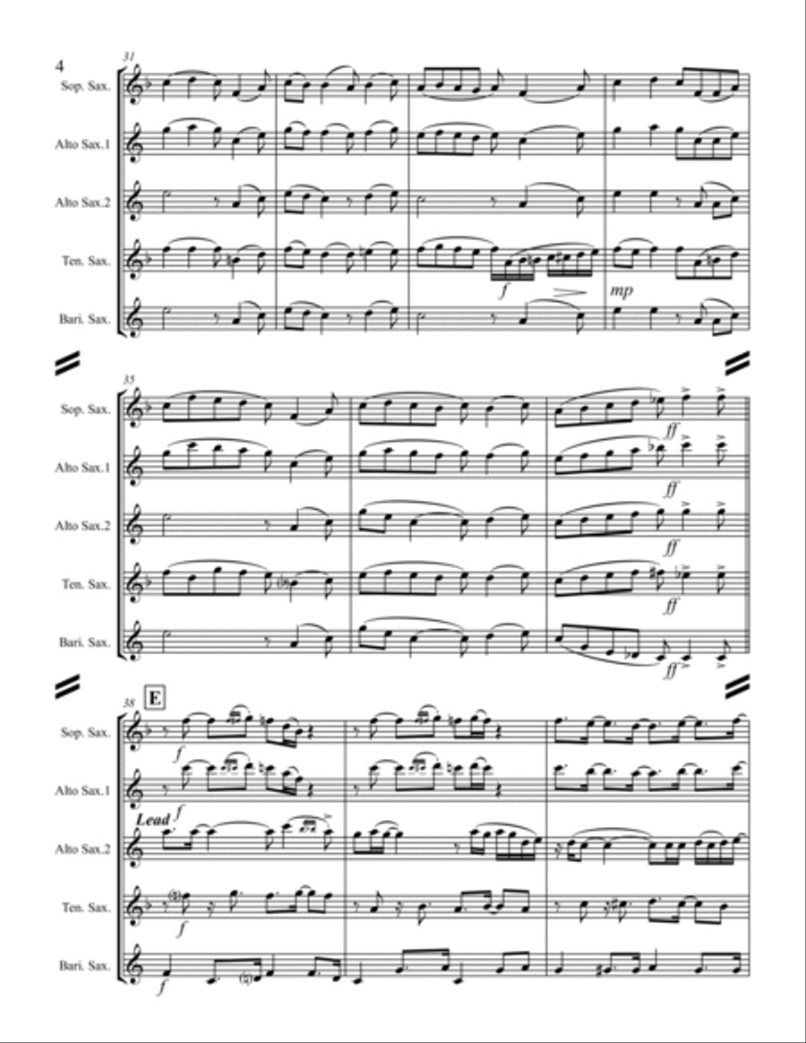 Every Time I Feel the Spirit (for Saxophone Quartet SATB or AATB) Saxophone Quartet scores gallery preview page 5