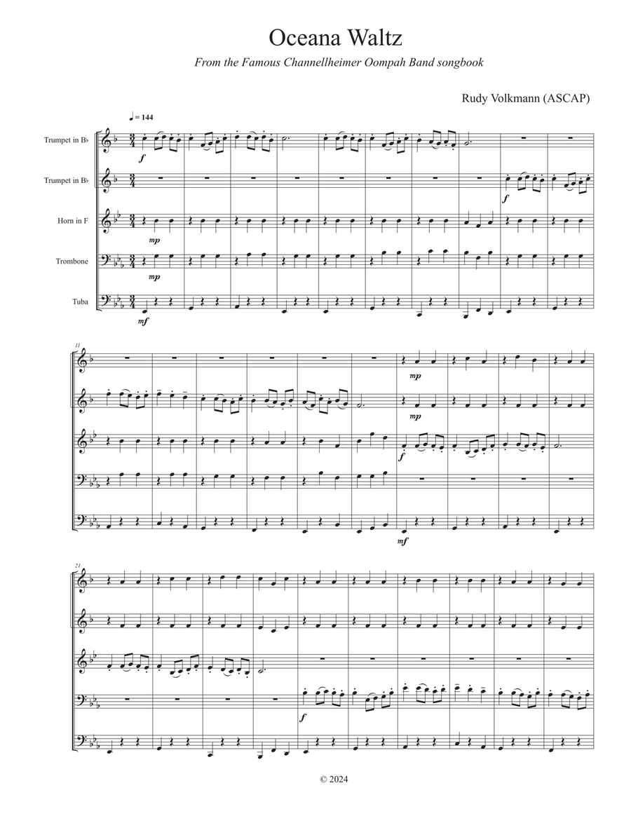 Oceana Waltz Oceana Waltz Brass Quintet scores gallery preview page 2