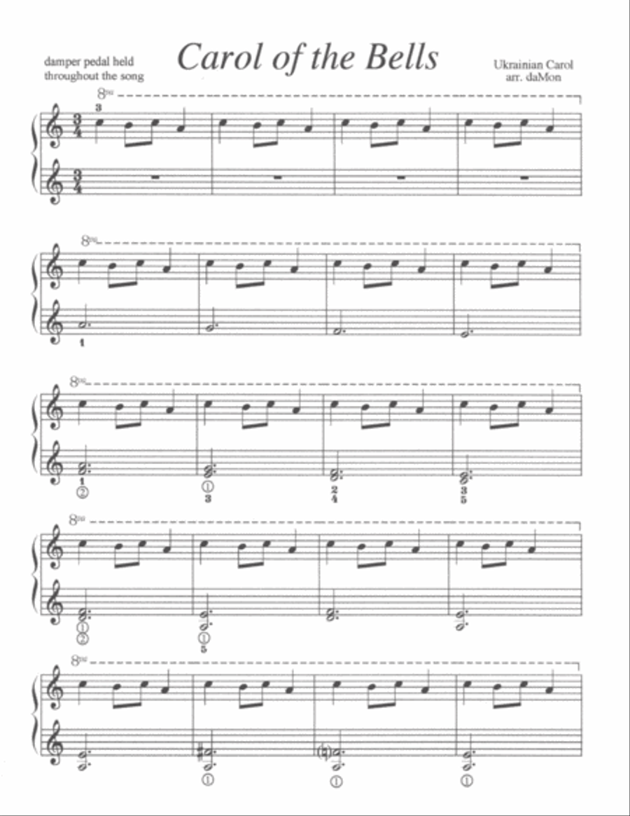 Carol Of The Bells Easy Piano scores gallery preview page 2