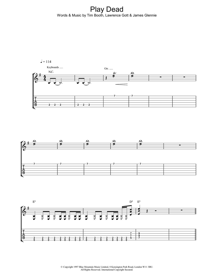 Play Dead Acoustic Guitar scores gallery preview page 1